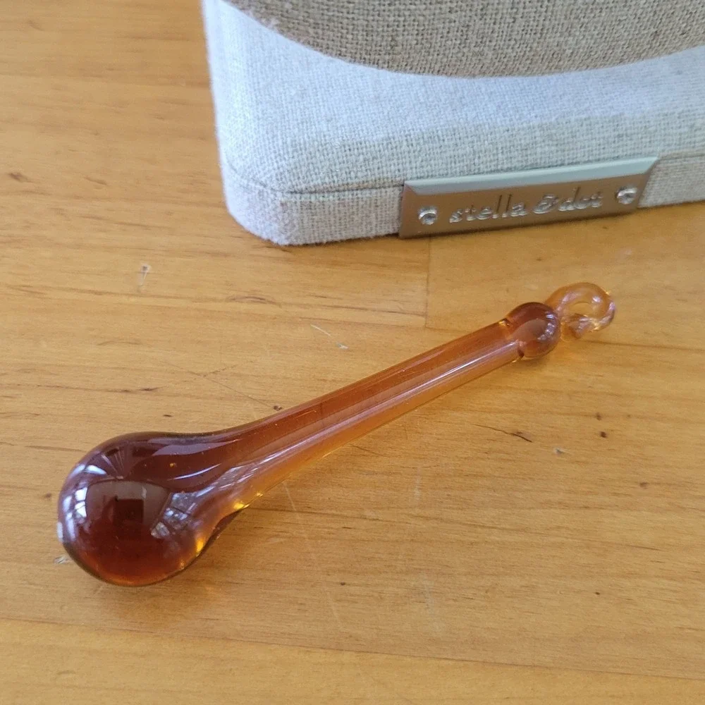 Vintage Amber Art Glass Teardrop Pendant Handblown Style 3 Inch